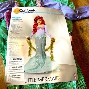 Little Mermaid Costume and wig size x-small (4-6)